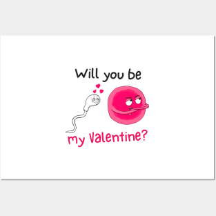 Cute Sperm and Egg Ovum Cute Couple. Will you be my Valentine? Posters and Art